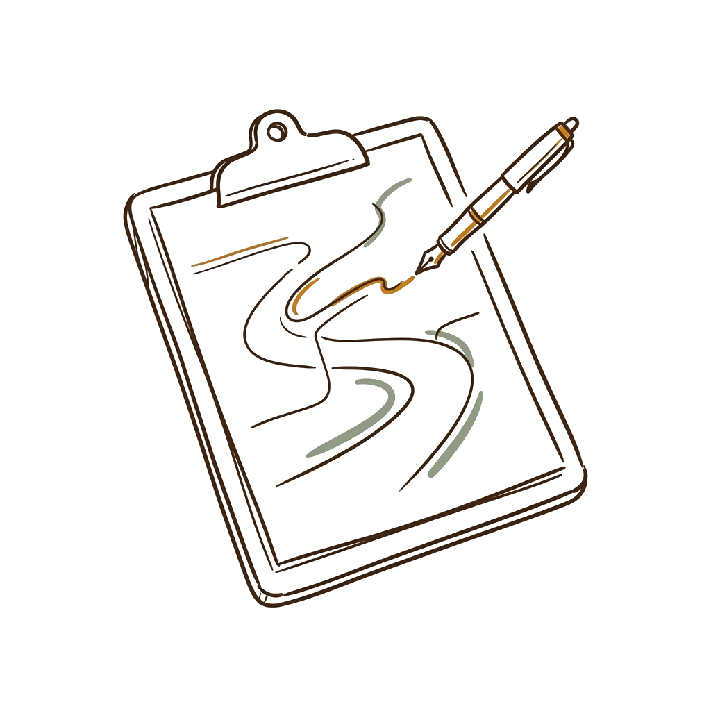 Illustration of a regulatory pathway being mapped on a clipboard.
